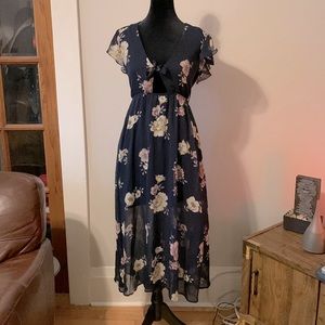 Floral fairy core midi dress